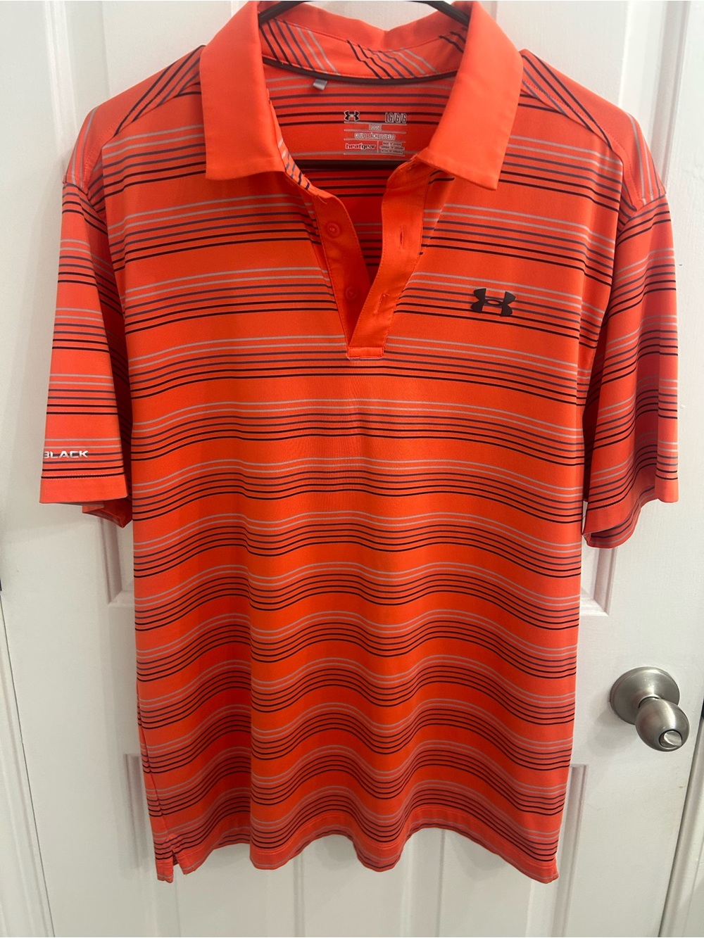 XL Men’s Bright Orange Striped Polo Shirt